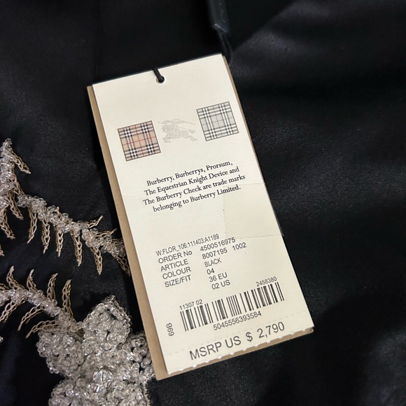 Sold NWT Burberry Ladies Flor Embroidered Asymmetrical Pleated Dress - Picture 4 of 12